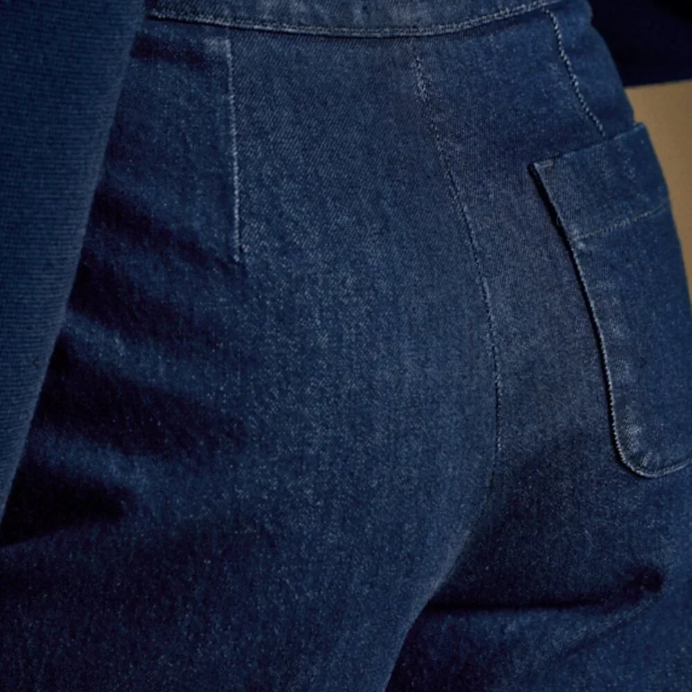 Sézane Marino High-Waist Bridge Trousers – Organic Cotton Denim | Size 36 - Picture 4 of 13